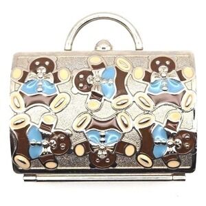 Vintage‎ Judith Leiber Neiman Marcus Teddy Bear Silver Tone Enamel Trinket Box